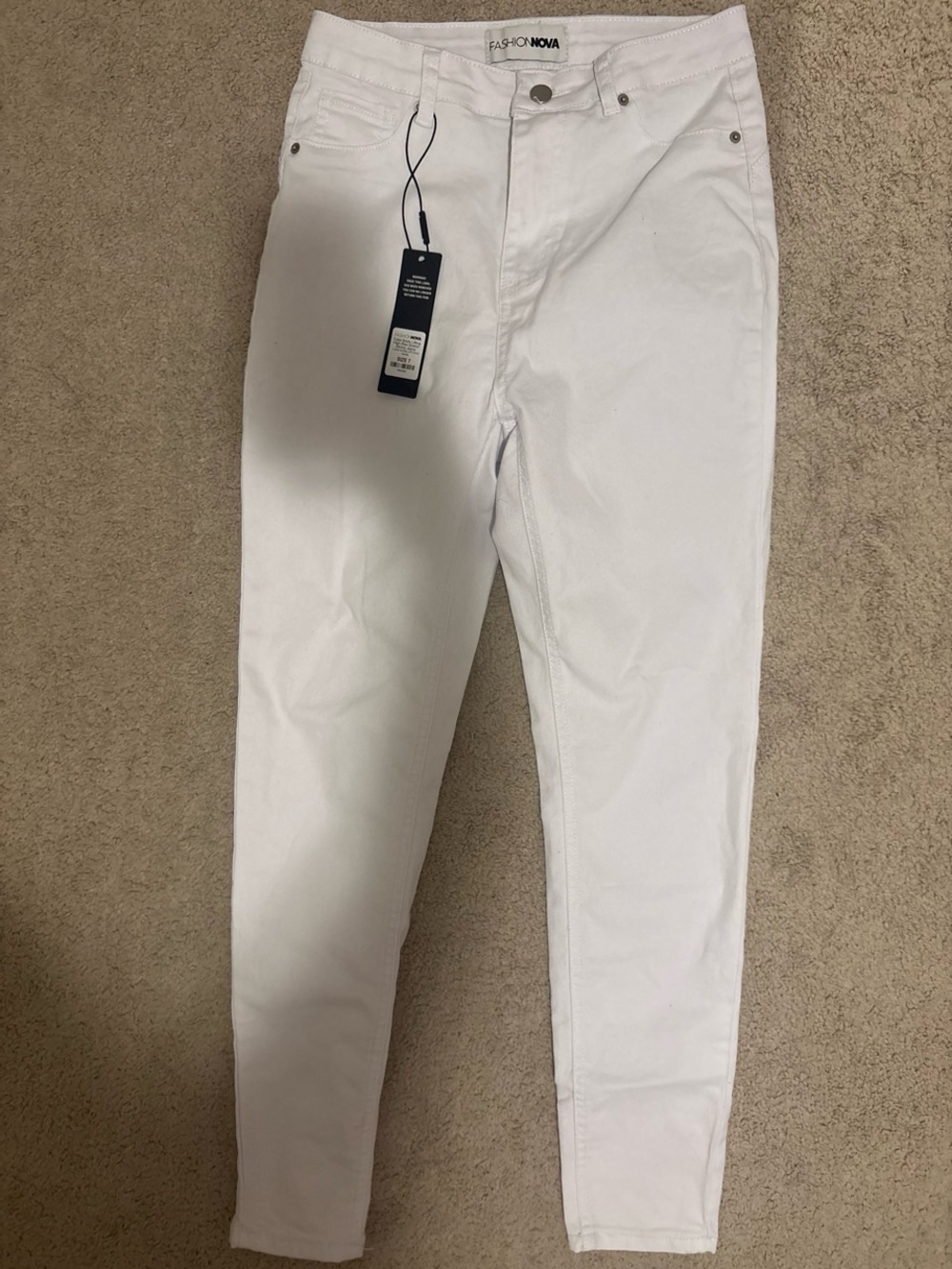 Fashion Nova White High-Rise Slim Jeans
